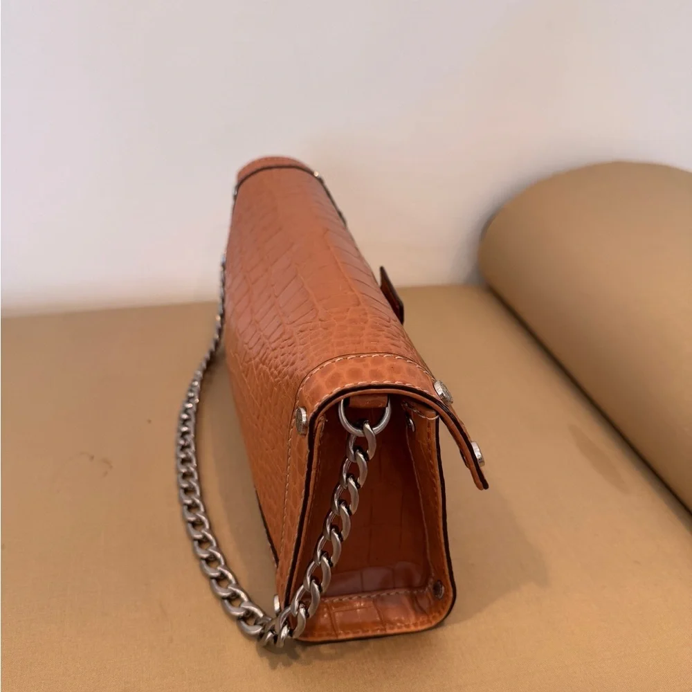 Michael Kors Crocodile Alligator Printed Leather Handbag Chain Link Shoulder Bag - Picture 8 of 8